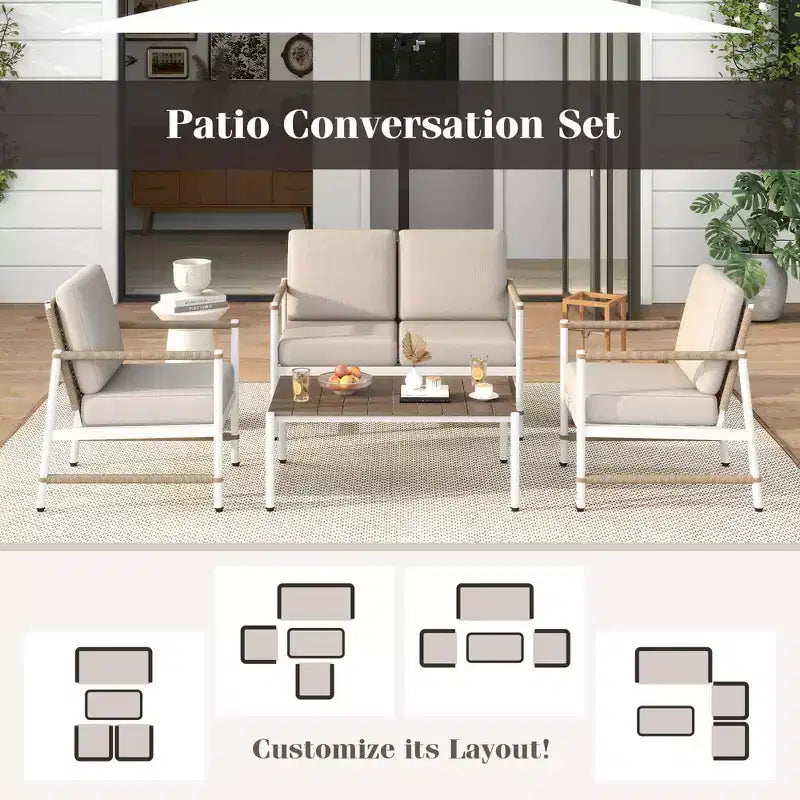 Costway Ensemble canapé de patio 2 pièces avec coussins épais - Ensemble bistro moderne pour bord de piscine