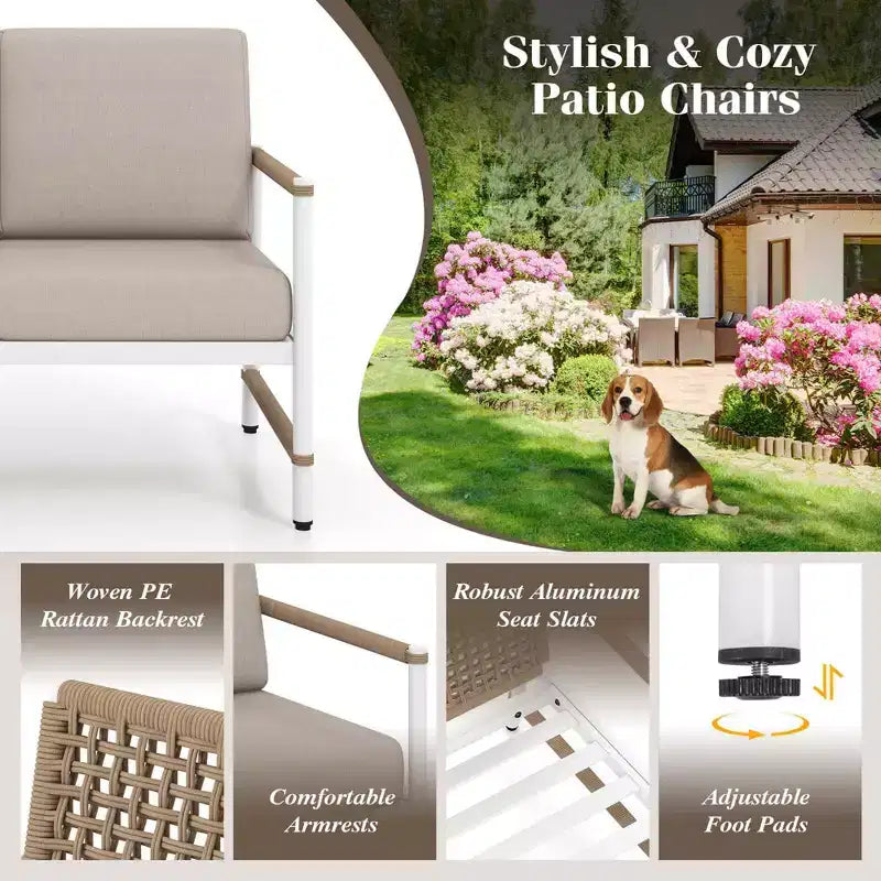 Costway Ensemble canapé de patio 2 pièces avec coussins épais - Ensemble bistro moderne pour bord de piscine