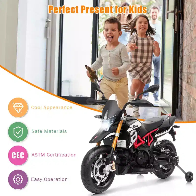 Moto électrique 12 V Costway pour enfant avec roues d'apprentissage rouge/noir