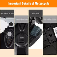 Moto électrique 12 V Costway pour enfant avec roues d'apprentissage rouge/noir