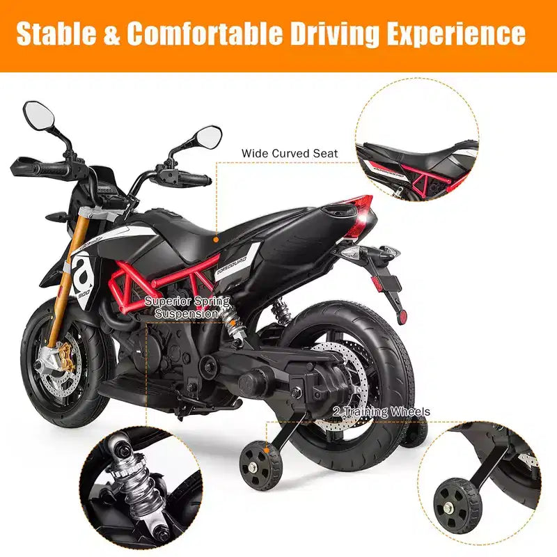 Moto électrique 12 V Costway pour enfant avec roues d'apprentissage rouge/noir