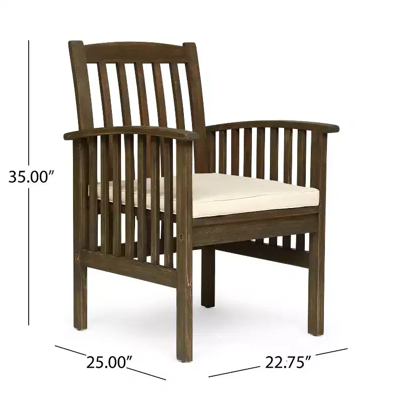 Christopher Knight Home Genois, ensemble de bistro 3 pièces en bois d'acacia d'extérieur avec coussin résistant à l'eau