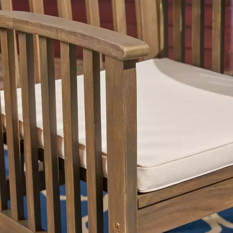 Christopher Knight Home Genois, ensemble de bistro 3 pièces en bois d'acacia d'extérieur avec coussin résistant à l'eau