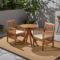 Christopher Knight Home Genois, ensemble de bistro 3 pièces en bois d'acacia d'extérieur avec coussin résistant à l'eau