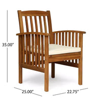 Christopher Knight Home Genois, ensemble de bistro 3 pièces en bois d'acacia d'extérieur avec coussin résistant à l'eau