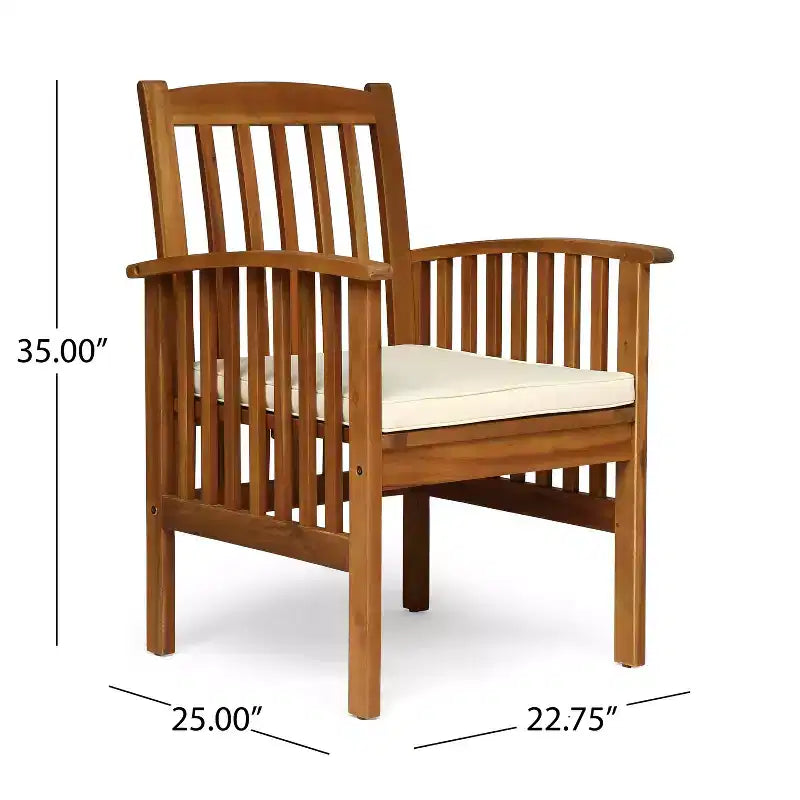 Christopher Knight Home Genois, ensemble de bistro 3 pièces en bois d'acacia d'extérieur avec coussin résistant à l'eau