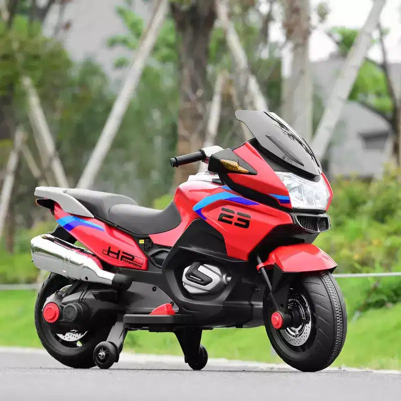 Costway Moto Électrique 12V pour Enfants avec Roues d'Apprentissage et Lumière, Noir