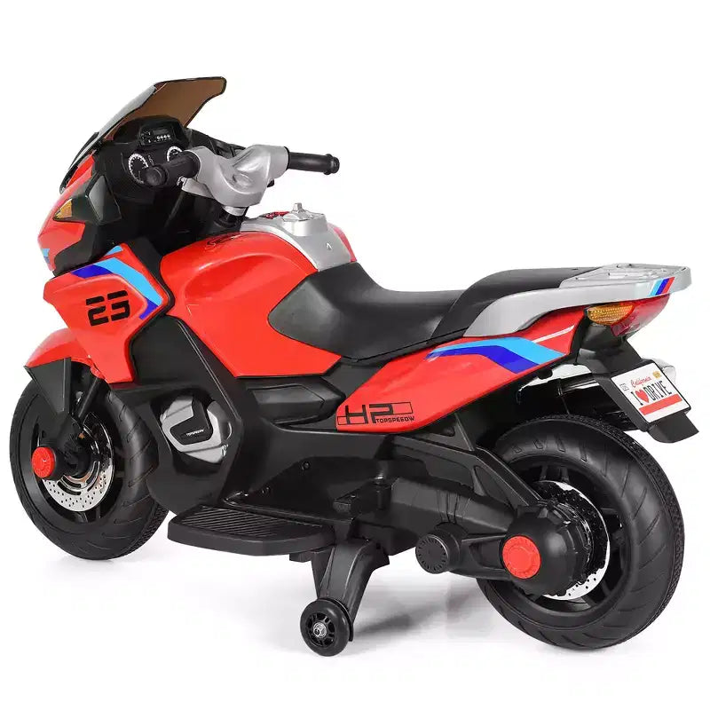 Costway Moto Électrique 12V pour Enfants avec Roues d'Apprentissage et Lumière, Noir