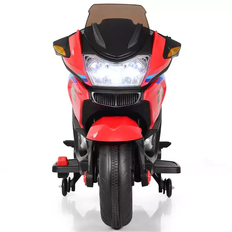 Costway Moto Électrique 12V pour Enfants avec Roues d'Apprentissage et Lumière, Noir