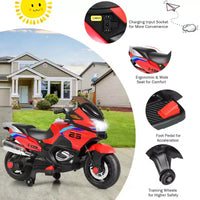 Costway Moto Électrique 12V pour Enfants avec Roues d'Apprentissage et Lumière, Noir