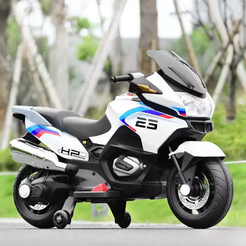 Costway Moto Électrique 12V pour Enfants avec Roues d'Apprentissage et Lumière, Noir