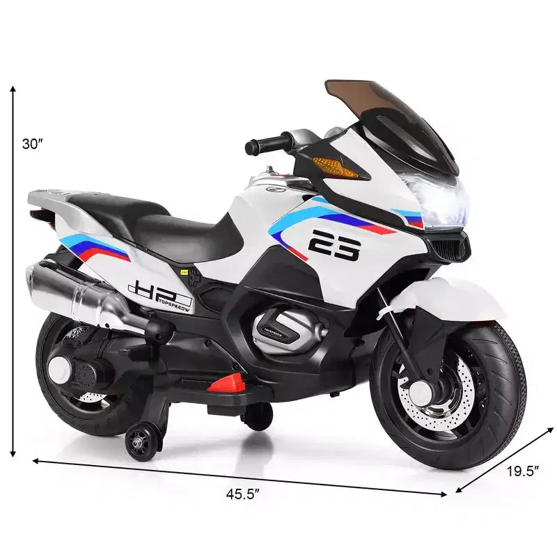 Costway Moto Électrique 12V pour Enfants avec Roues d'Apprentissage et Lumière, Noir