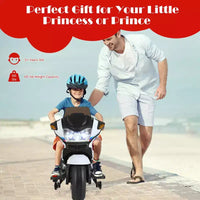 Costway Moto Électrique 12V pour Enfants avec Roues d'Apprentissage et Lumière, Noir