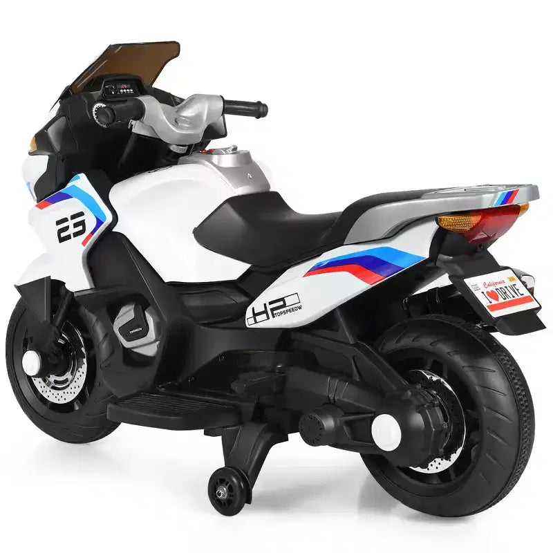 Costway Moto Électrique 12V pour Enfants avec Roues d'Apprentissage et Lumière, Noir