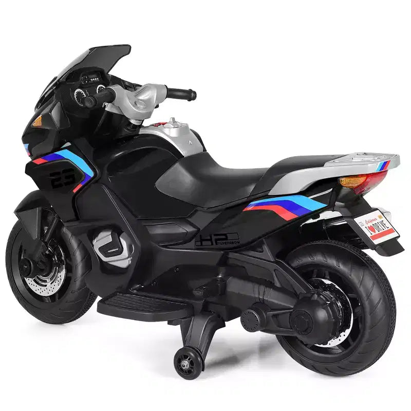 Costway Moto Électrique 12V pour Enfants avec Roues d'Apprentissage et Lumière, Noir