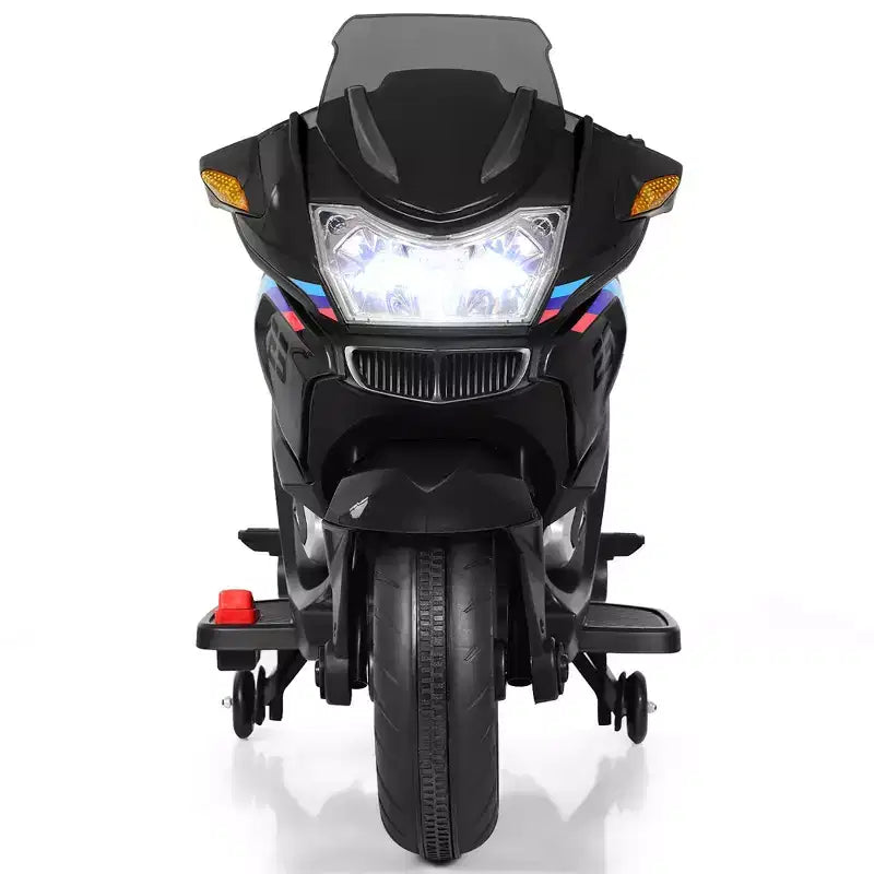 Costway Moto Électrique 12V pour Enfants avec Roues d'Apprentissage et Lumière, Noir