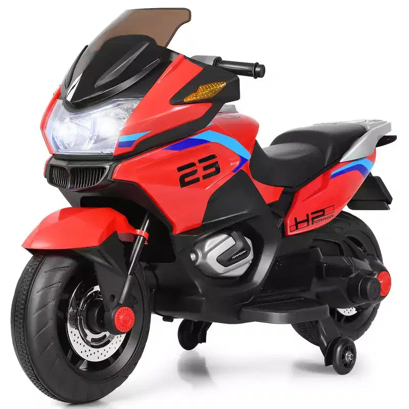 Costway Moto Électrique 12V pour Enfants avec Roues d'Apprentissage et Lumière, Noir