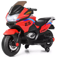 Costway Moto Électrique 12V pour Enfants avec Roues d'Apprentissage et Lumière, Noir