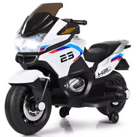 Costway Moto Électrique 12V pour Enfants avec Roues d'Apprentissage et Lumière, Noir