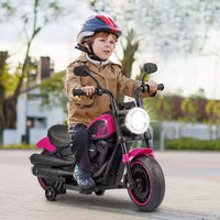 Costway Moto électrique 6V pour enfants avec roulettes d'apprentissage, phares LED, console musicale Bleu/Rose/Rouge