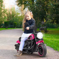 Costway Moto électrique 6V pour enfants avec roulettes d'apprentissage, phares LED, console musicale Bleu/Rose/Rouge