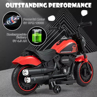 Costway Moto électrique 6V pour enfants avec roulettes d'apprentissage, phares LED, console musicale Bleu/Rose/Rouge