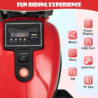 Costway Moto électrique 6V pour enfants avec roulettes d'apprentissage, phares LED, console musicale Bleu/Rose/Rouge