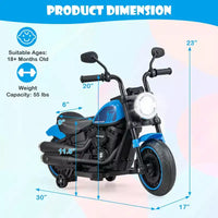Costway Moto électrique 6V pour enfants avec roulettes d'apprentissage, phares LED, console musicale Bleu/Rose/Rouge