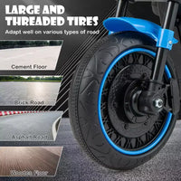 Costway Moto électrique 6V pour enfants avec roulettes d'apprentissage, phares LED, console musicale Bleu/Rose/Rouge