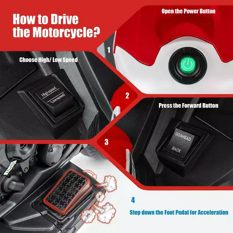 Costway Moto électrique pour enfants 12 V avec licence BMW 3 roues, lumière et musique