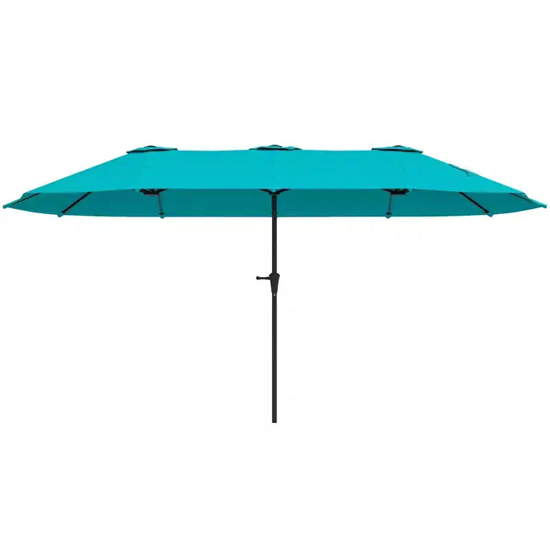 Outsunny Parasol de terrasse extra-large 13 pi, double parasol UPF30+ pour terrasse extérieure avec manivelle facile, évents, Bleu marine