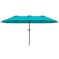 Outsunny Parasol de terrasse extra-large 13 pi, double parasol UPF30+ pour terrasse extérieure avec manivelle facile, évents, Bleu marine