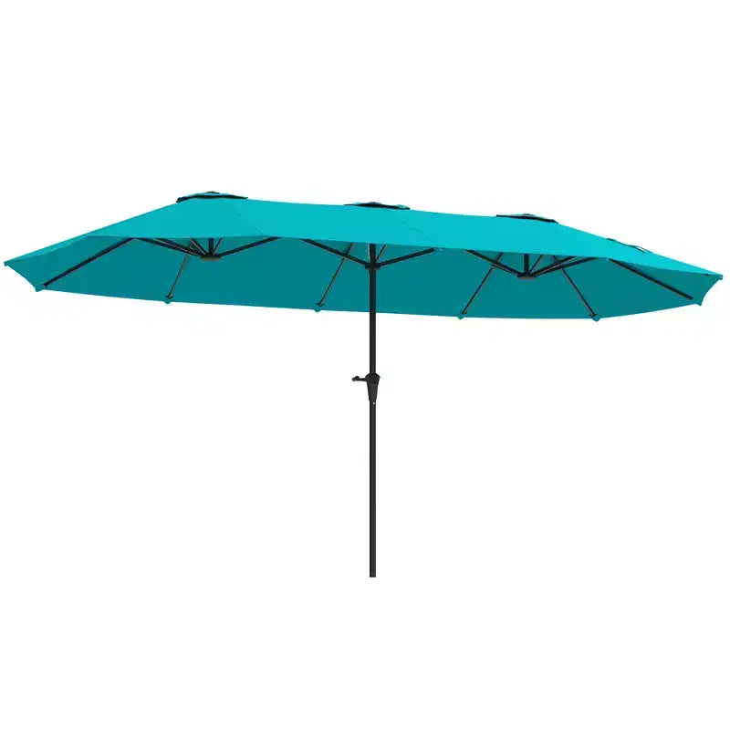 Outsunny Parasol de terrasse extra-large 13 pi, double parasol UPF30+ pour terrasse extérieure avec manivelle facile, évents, Bleu marine