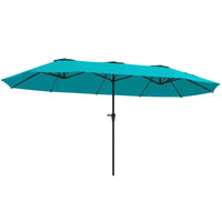 Outsunny Parasol de terrasse extra-large 13 pi, double parasol UPF30+ pour terrasse extérieure avec manivelle facile, évents, Bleu marine