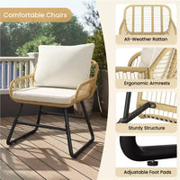 Yaheetech Ensemble bistro de terrasse, lot de 3, avec coussins et oreillers pour balcon, porche, arrière-cour