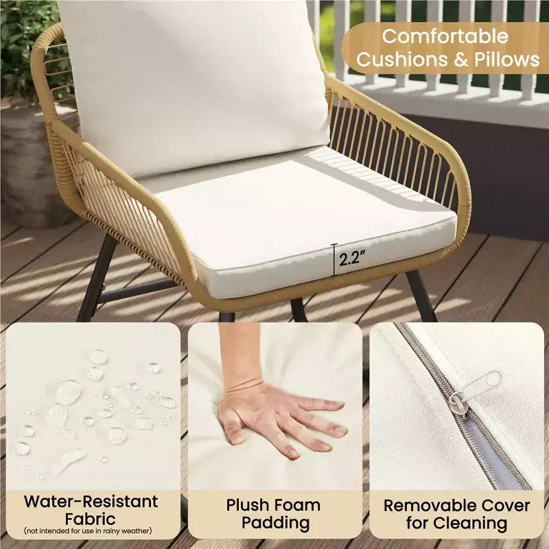 Yaheetech Ensemble bistro de terrasse, lot de 3, avec coussins et oreillers pour balcon, porche, arrière-cour