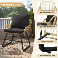 Yaheetech Ensemble bistro de terrasse, lot de 3, avec coussins et oreillers pour balcon, porche, arrière-cour