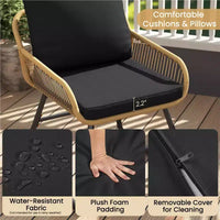 Yaheetech Ensemble bistro de terrasse, lot de 3, avec coussins et oreillers pour balcon, porche, arrière-cour