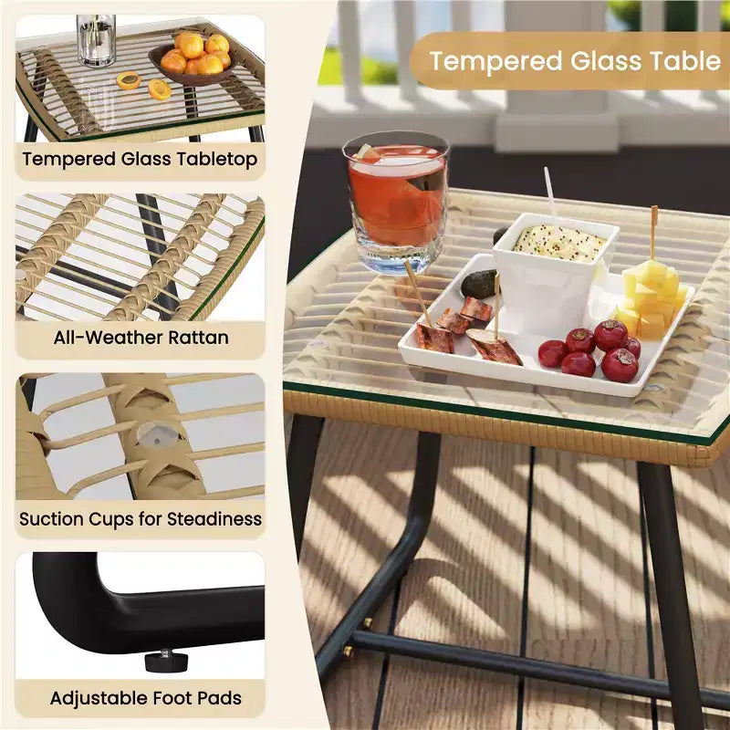 Yaheetech Ensemble bistro de terrasse, lot de 3, avec coussins et oreillers pour balcon, porche, arrière-cour