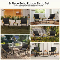 Yaheetech Ensemble bistro de terrasse, lot de 3, avec coussins et oreillers pour balcon, porche, arrière-cour