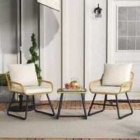 Yaheetech Ensemble bistro de terrasse, lot de 3, avec coussins et oreillers pour balcon, porche, arrière-cour