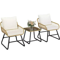 Yaheetech Ensemble bistro de terrasse, lot de 3, avec coussins et oreillers pour balcon, porche, arrière-cour