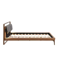 Cadre de lit plateforme en bois double/grand/très grand avec tête de lit capitonnée en PU et 2 veilleuses, marron+gris -Christopher Knight Home