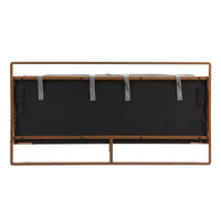 Cadre de lit plateforme en bois double/grand/très grand avec tête de lit capitonnée en PU et 2 veilleuses, marron+gris -Christopher Knight Home