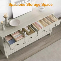 Grande commode Heynemo 6 tiroirs pour chambre, large commode moderne 58 po, meuble TV avec poignée métallique, organisateur de tiroirs en bois, gris clair