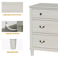 Grande commode Heynemo 6 tiroirs pour chambre, large commode moderne 58 po, meuble TV avec poignée métallique, organisateur de tiroirs en bois, gris clair