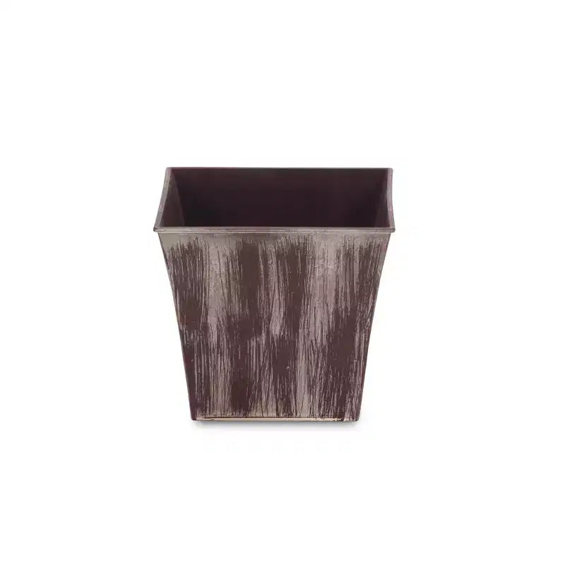 Jardinière carrée d'intérieur/extérieur HomeRoots 7 en plastique recyclé, abstraite, marron et ivoire