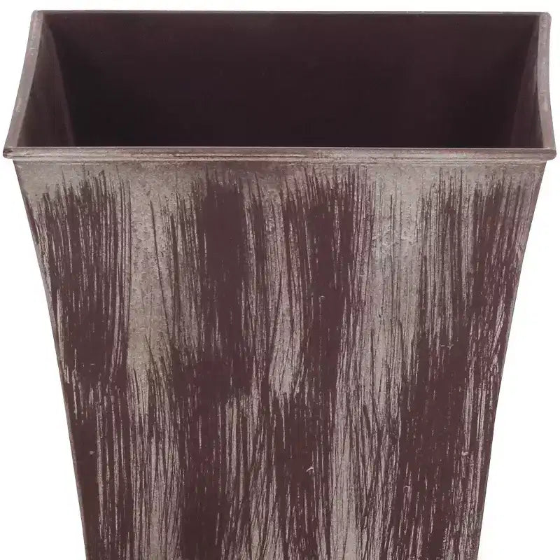 Jardinière carrée d'intérieur/extérieur HomeRoots 7 en plastique recyclé, abstraite, marron et ivoire