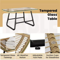Yaheetech Ensemble de conversation de mobilier de patio 4 pièces avec coussins et oreillers pour balcon, jardin