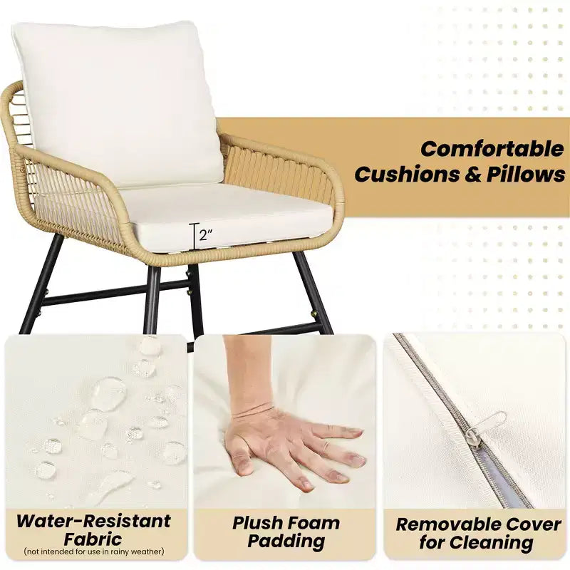 Yaheetech Ensemble de conversation de mobilier de patio 4 pièces avec coussins et oreillers pour balcon, jardin